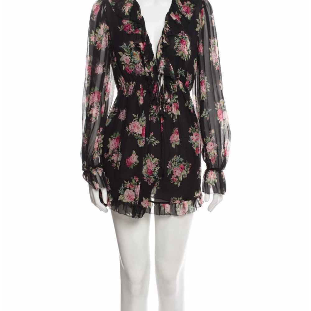 Zimmermann Black Floral Sheer Playsuit